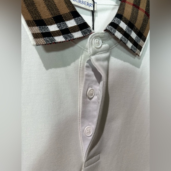 BURBERRY CHECK COLLAR COTTON POLO SHIRT, NEW SEASON SS24 !!! - Picture 3 of 4
